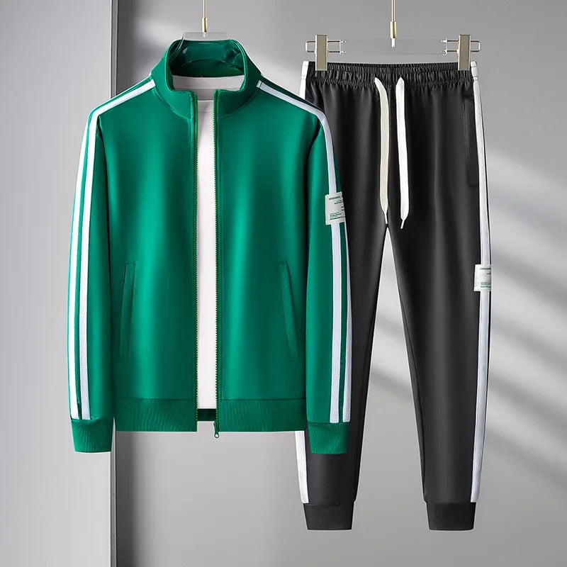 Men's Tracksuit Korean Fashion Mens Sportswear Two Piece Set.