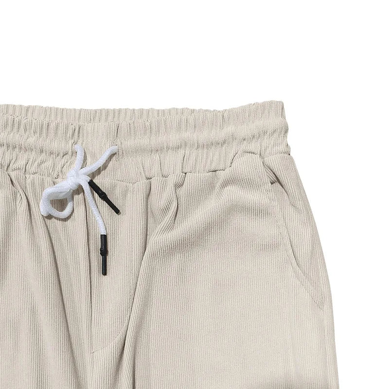 Casual Mens Corduroy Suits Short Sleeve Zipper Polo Shirts And Pants Mens Two Piece Sets Streetwear 2024 Summer Fashion Outfits