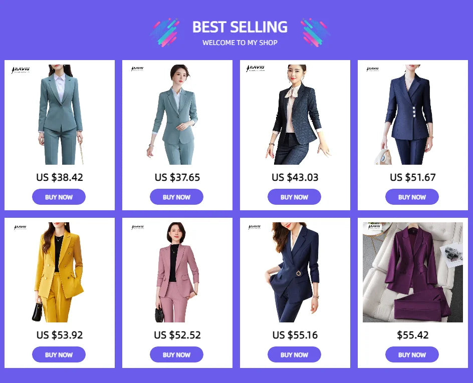 Winter Suit For Women Pant Sets Formal Long Sleeve Slim Blazer .