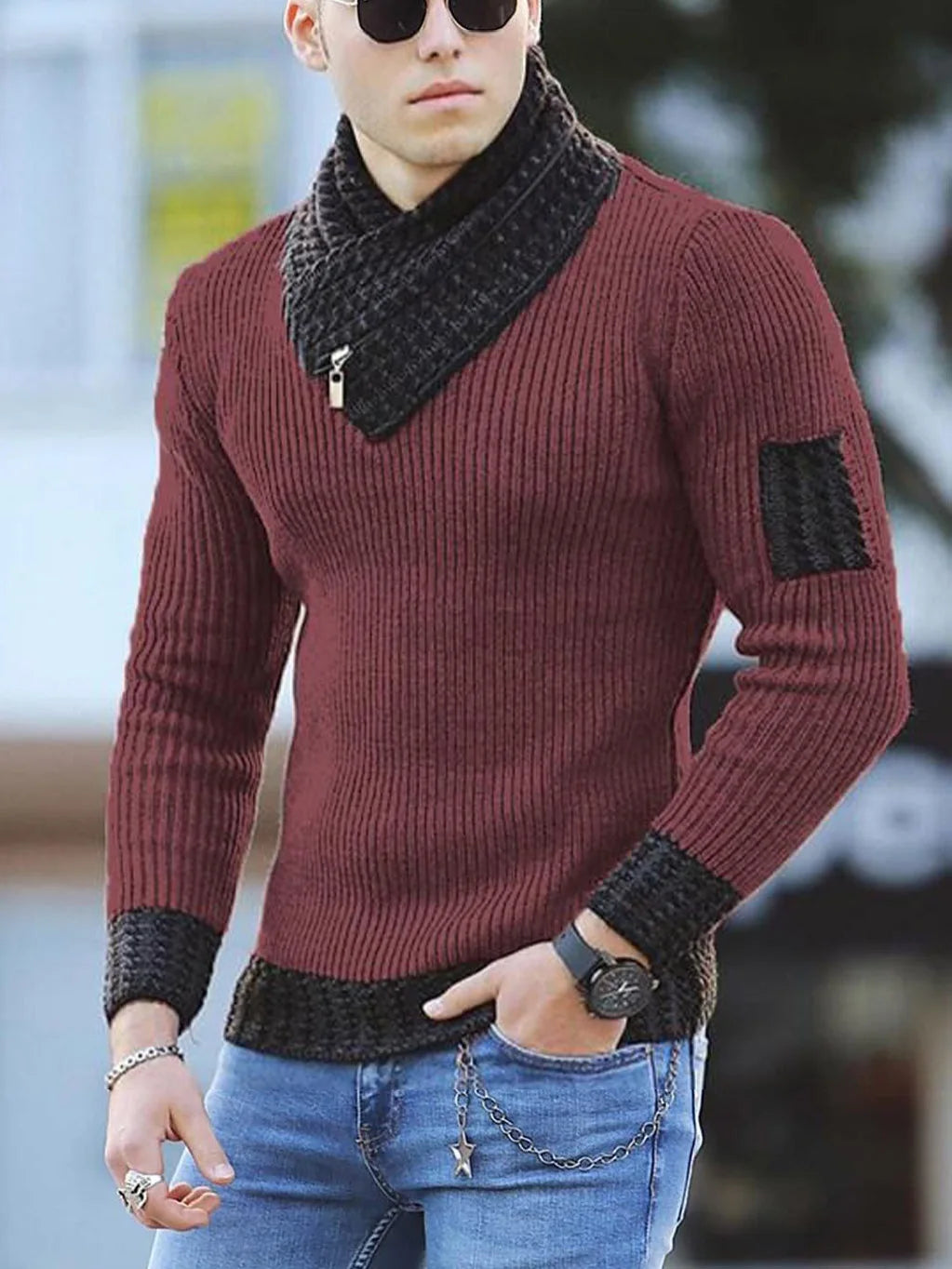 Sweater Turtleneck Men Winter Fashion Vintage Style Sweater.