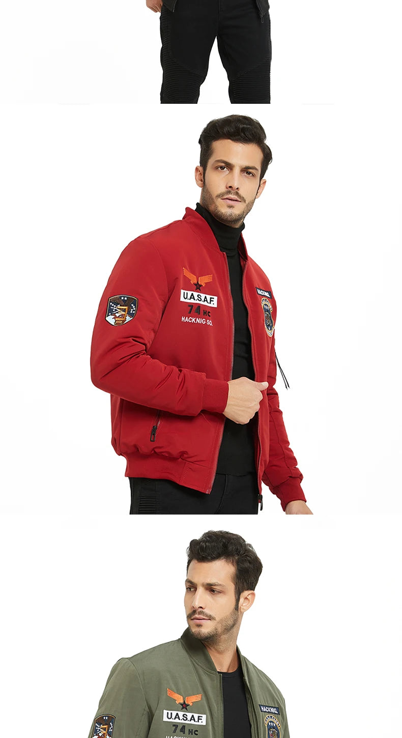 Men Military Pilot Reversible Jackets Men Autumn Bomber.