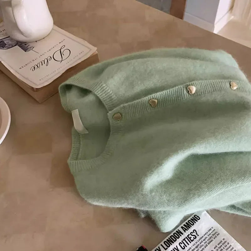 Women Cardigans Sweater  Autumn Winter O-Neck Long Sleeve.