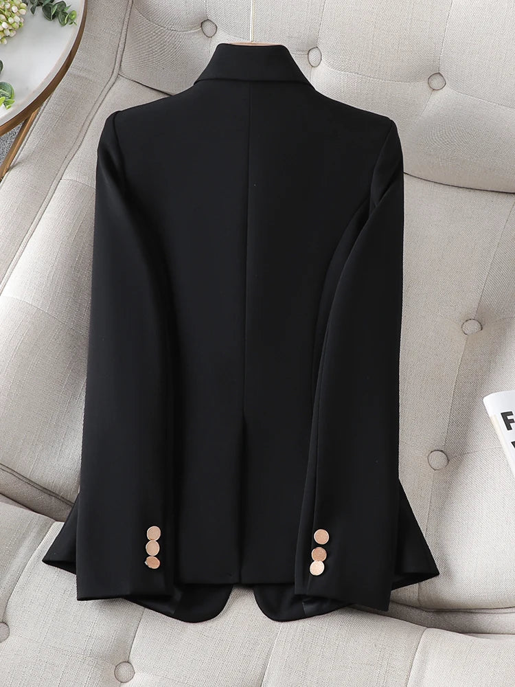 Office Ladies Formal Blazer Women Beige Coffee Black Female Work .