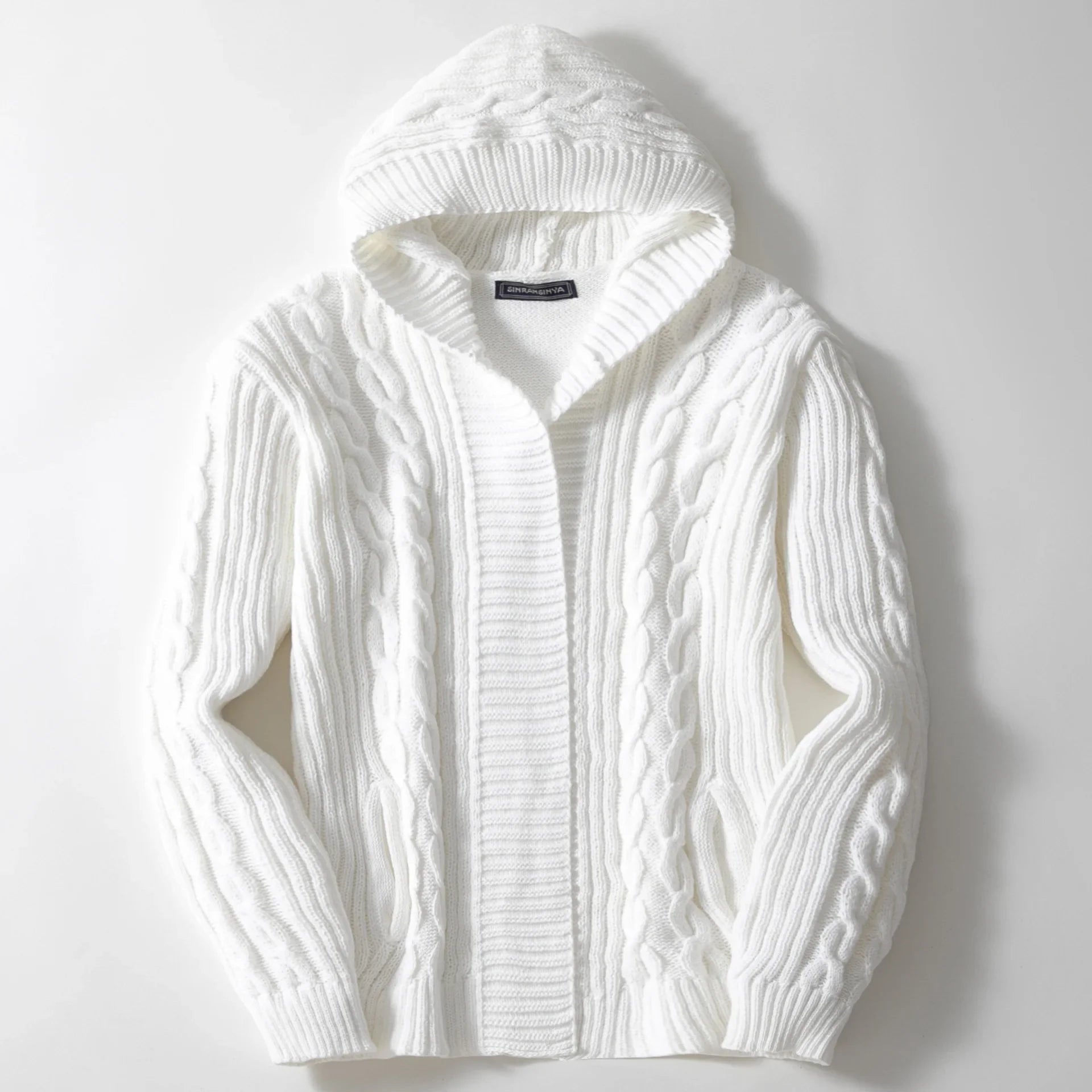 Men Cardigan Sweaters Hooded Coat Full Sleeve Solid Coats Casual .