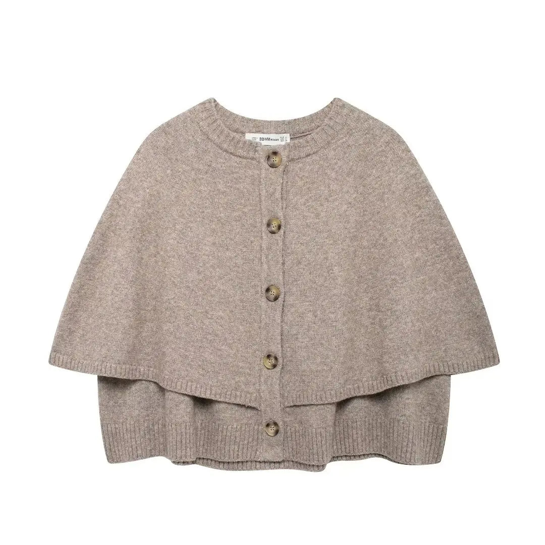 Women O Neck Breasted Solid Color Knitted Shawl Sweater Jacket Female .