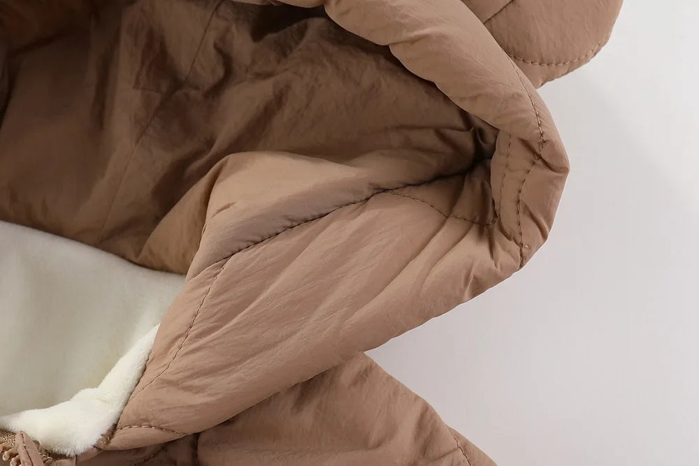 Newborn winter plush and thick cotton jacket Korean cartoon baby clothing baby jumpsuit 0-3 year old baby outdoor clothing