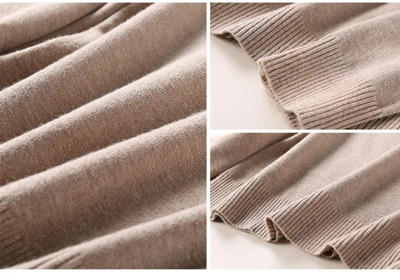 Women Slim O-Neck Pullover Cashmere Wool Blending Sweater.