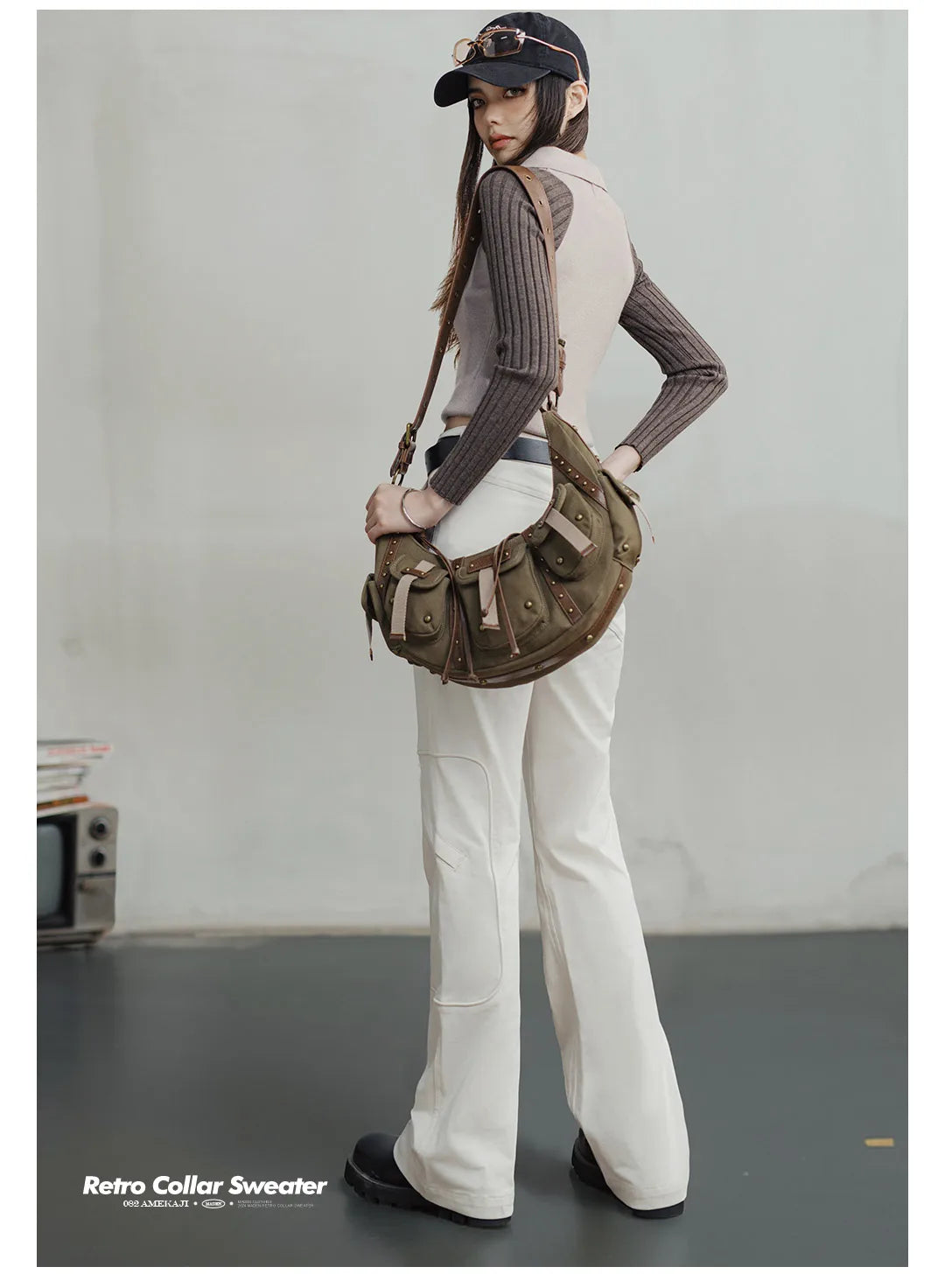 Maden Casual Spliced Knitted Sweater Button Slim Fit Bottoming Versatile Sweater .