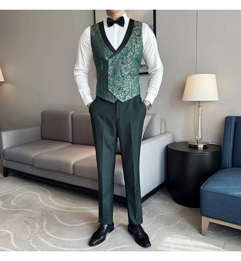 Spring  Men's British Style Business Casual Three-Piece Suit .