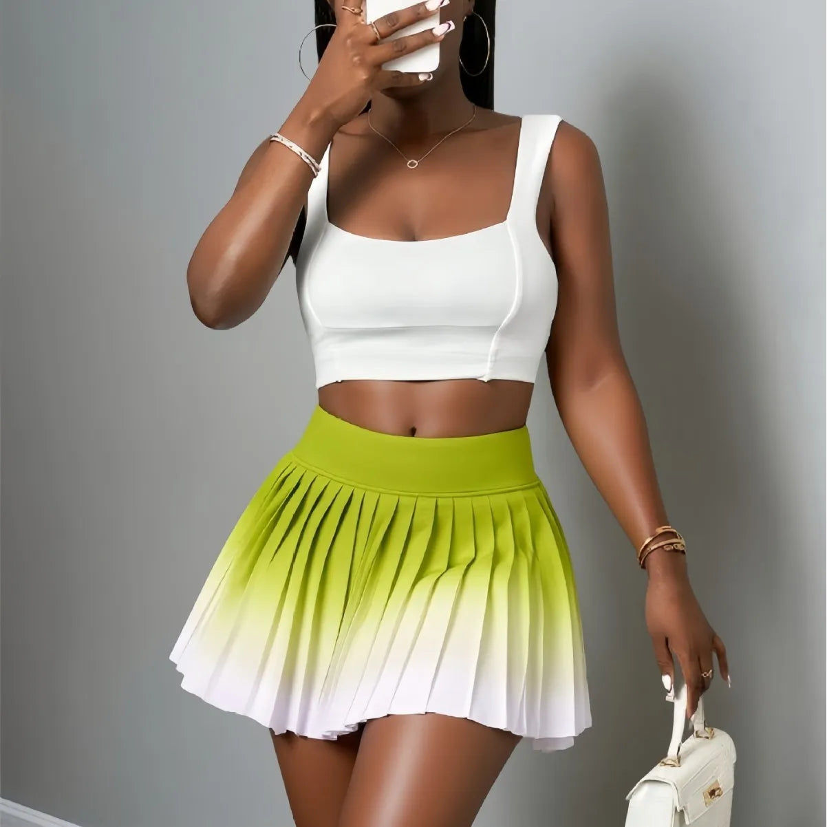 Summer Gradient Color Running Shorts Side Pocket .