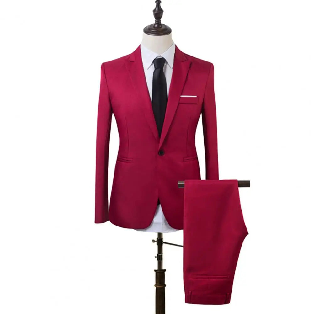 One Button Suit Soft Well-knit Handsome Slim Fit Business.