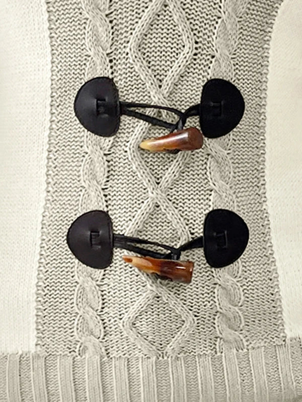 Women's Sweaters Tops Contrast Color Mock Horn.