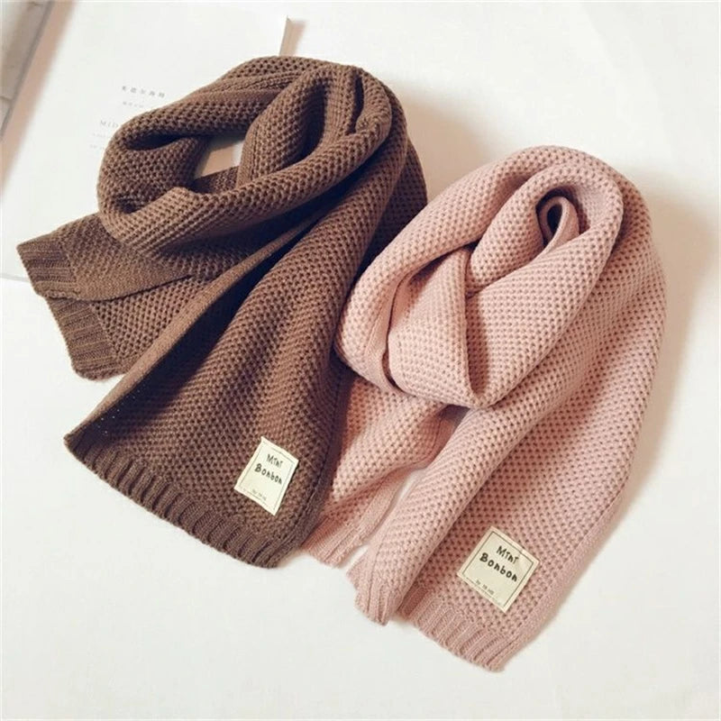 Kids Scarf Autumn Winter Korean Fashion Children's Knitting Baby Bib Wool Knitting Winter Versatile Female Warm Girl Boy