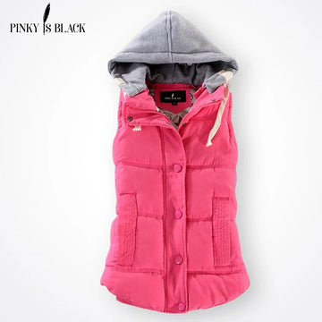 Winter Fashion Cotton Vest Women Hooded Collar Casual Coat .
