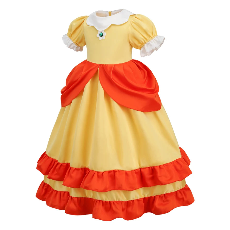 Game Princess Daisy Cosplay Costume Girls Cute Lolita LED Light .