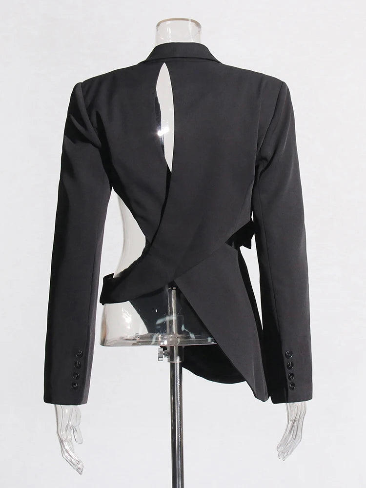 VGH Solid Hollow Out Casual Irregular Blazers For Women .