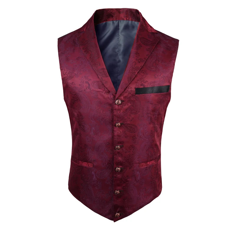 New High-end Suit Collar Jacquard White Vest for Men,