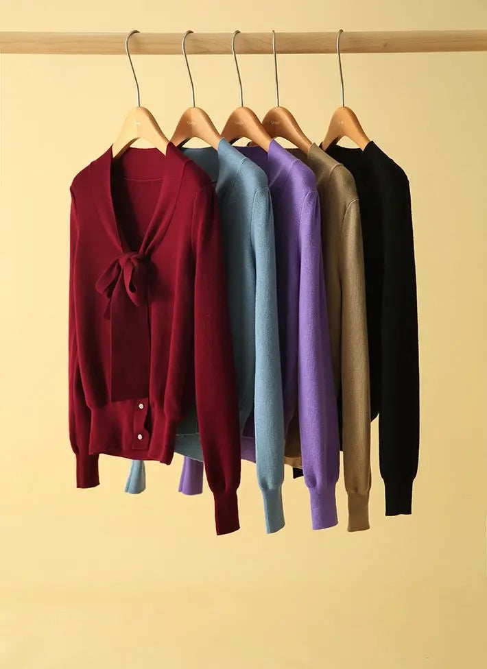Women Clothing Fashion Elegant Scarf Collar Pullover Autumn Winter.