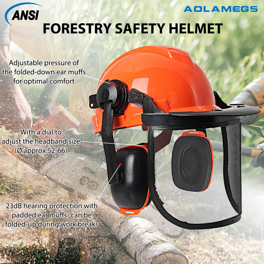 Forestry Safety Helmet Set Multifunction Protective Hard Hat Full Face.