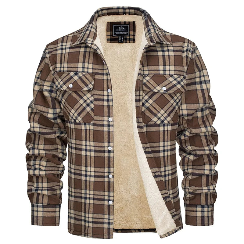 MAGCOMSEN Men's Fleece Plaid Flannel Shirt Jacket.