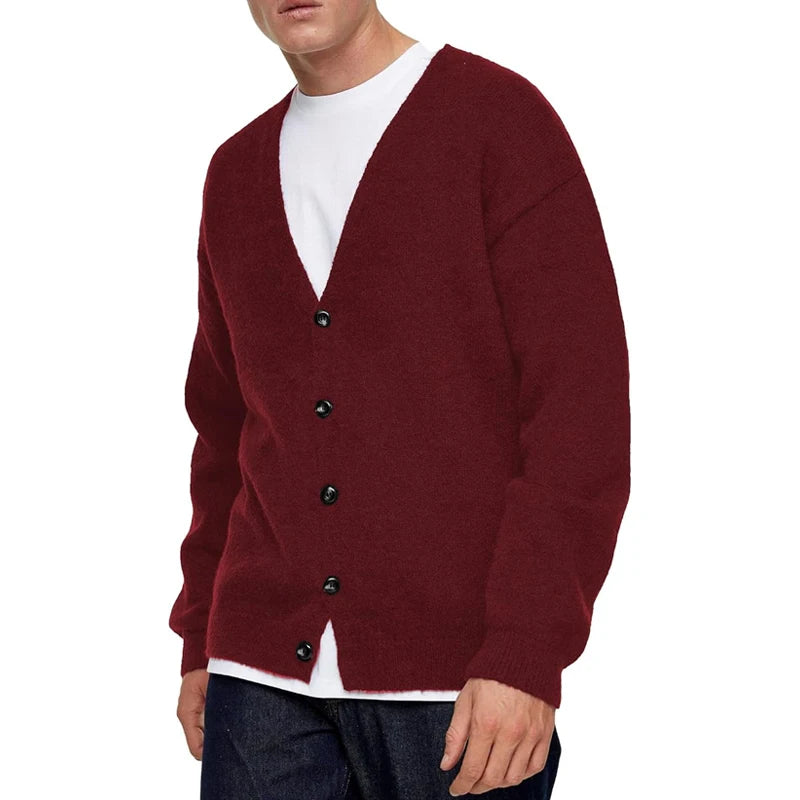 Men's Lightweight Cardigan Sweater Single-Breasted V-Neck.m