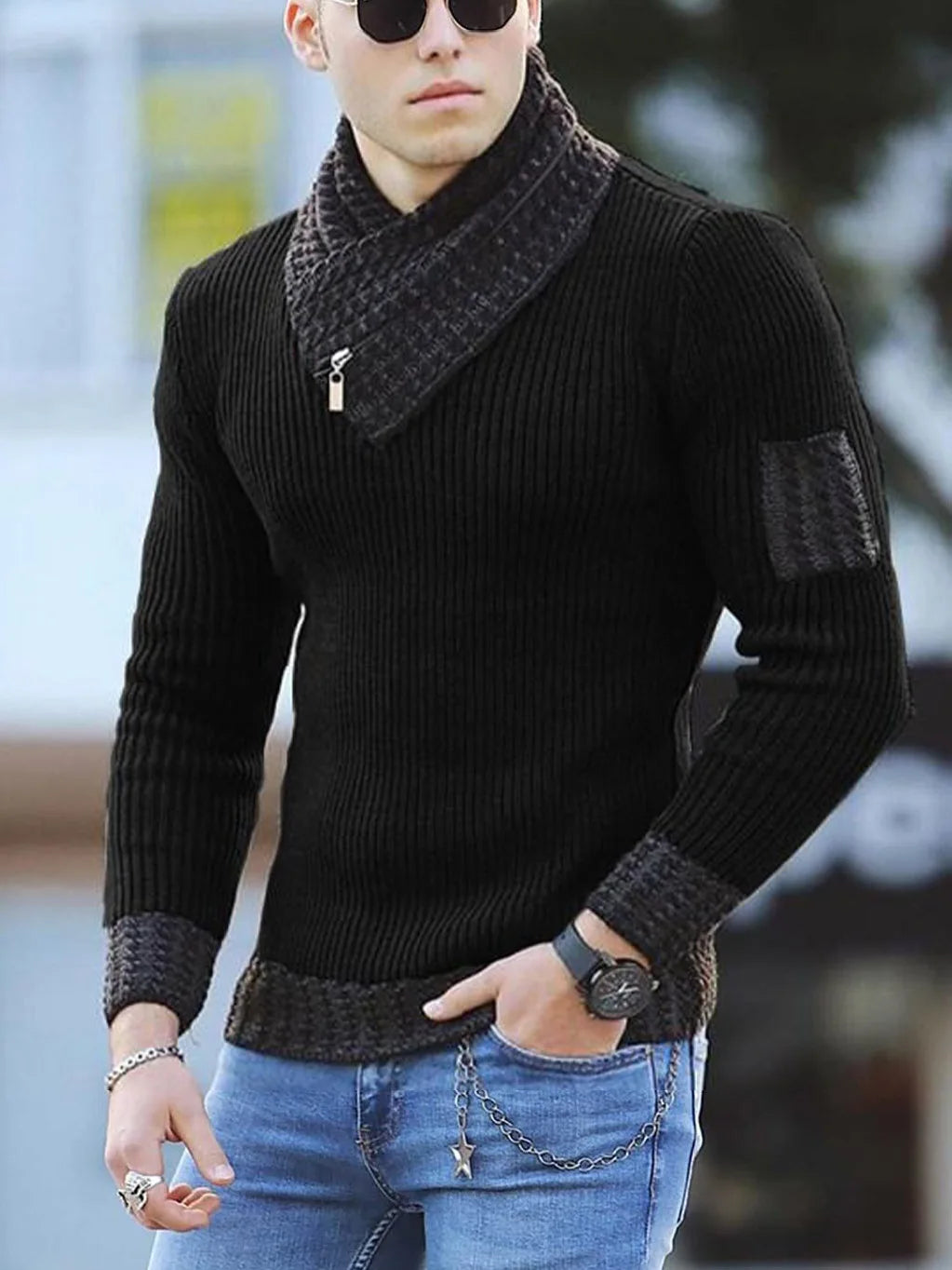 Sweater Turtleneck Men Winter Fashion Vintage Style Sweater.
