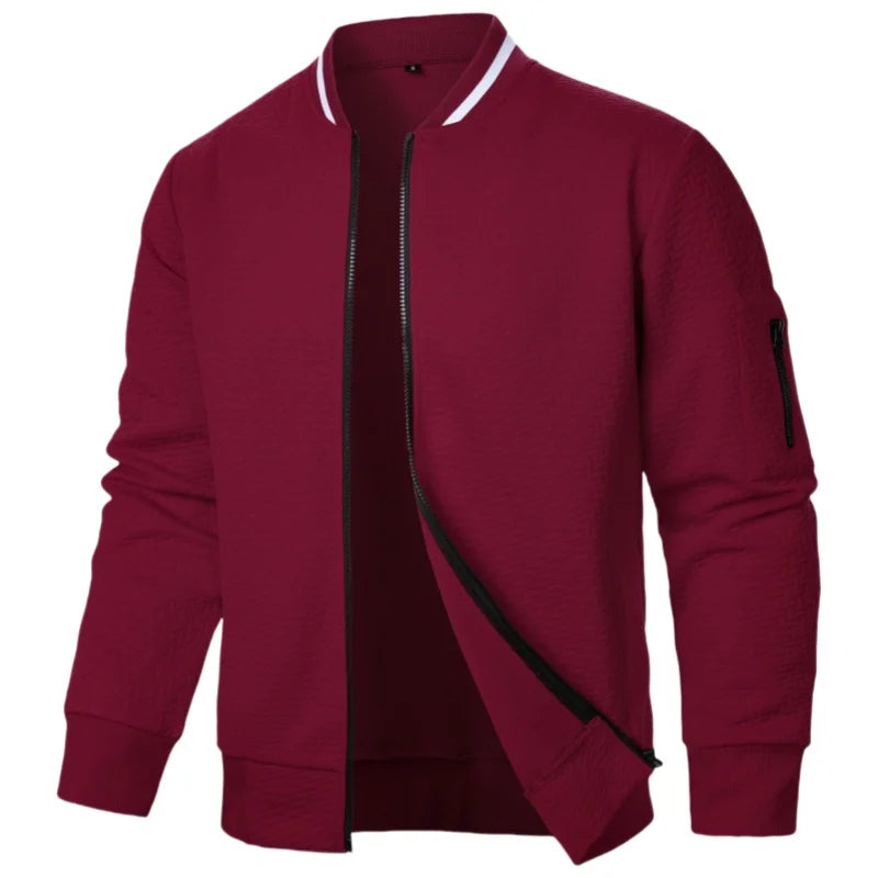 Fashion Autumn Jackets for Men Solid Color Casual Baseball Mens Jacket .