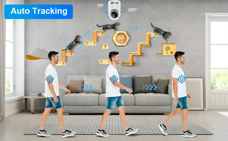 iCSee 4MP 2K WiFi PTZ Camera Mini Indoor Home Security IP Camera 2Mp.