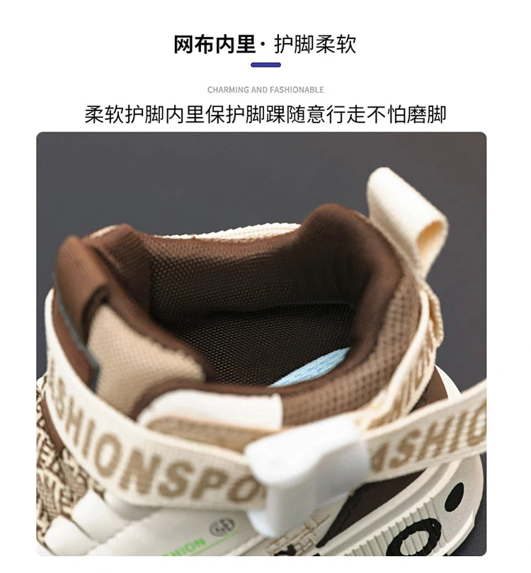 Kids Fashion Sports Shoes Boys High Top Board Shoes.