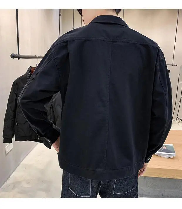 Men's Casual Jacket Spring Autumn Button Lapel Work Coat .