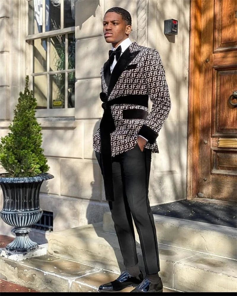 Plaid Men Suits for Gentleman Fashion Prom Party 3 Pcs Groom.