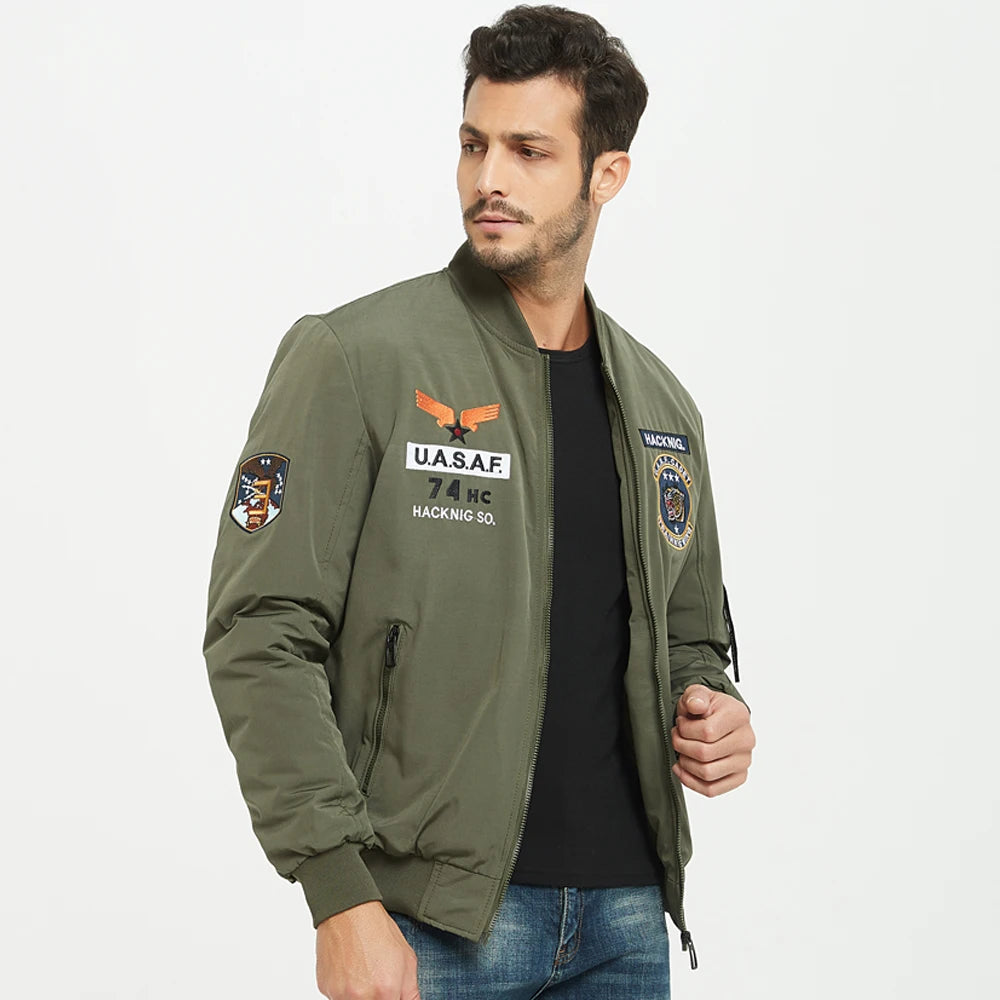 Men Military Pilot Reversible Jackets Men Autumn Bomber.