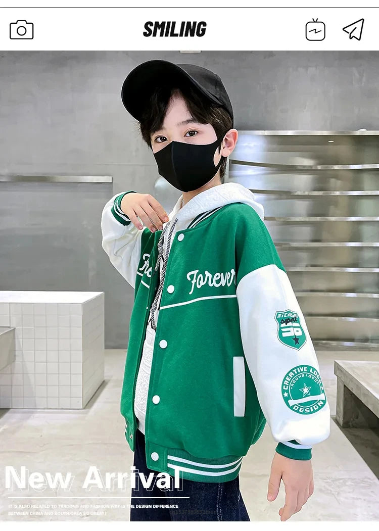 Fashion Spring Autumn Long Sleeve Outwear Teenager Kids.