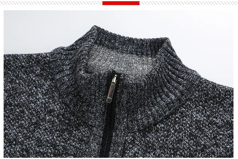 Men's Knitted Cardigan Jacket Autumn Winter Plush Sweater Men's.