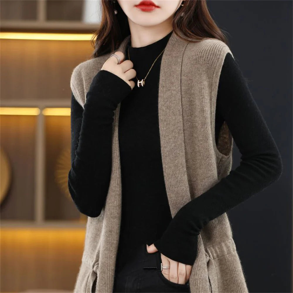 Sweater Vest Knitted Cardigan Sleeveless Jumpers .
