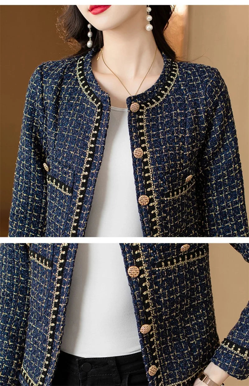 French Vintage Small Fragrance Tweed Jacket Coat Women's .