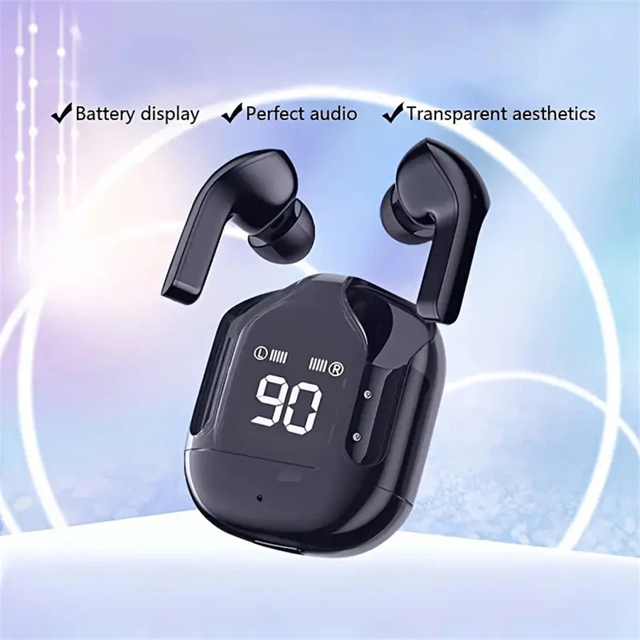Original T2 Wireless Bluetooth Earphone Transparent HIFI Headphones LED .