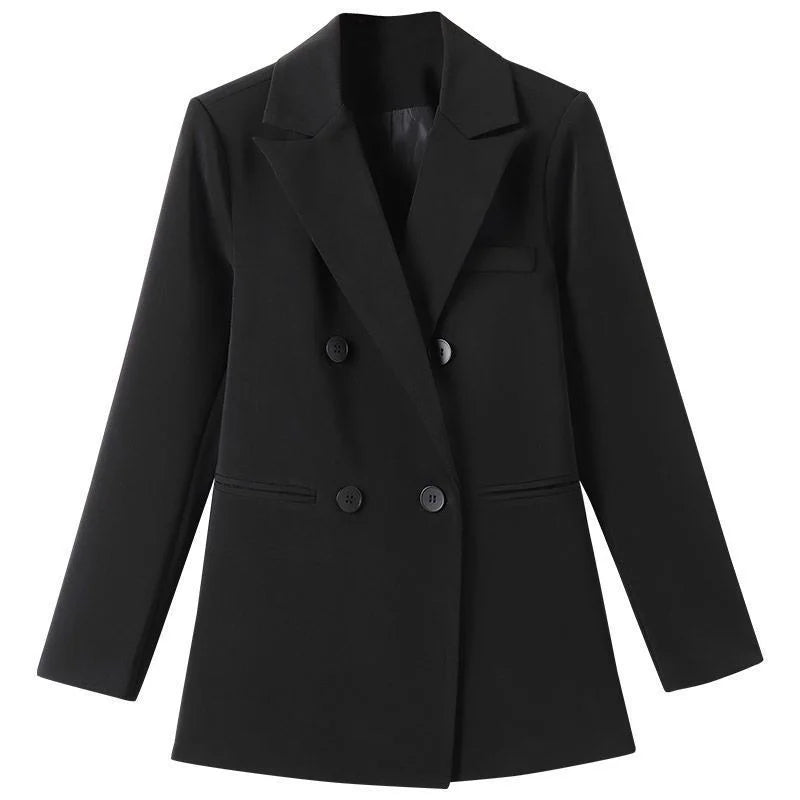 Spring Autumn Women British Style Leisure Solid Color Black Blazer.