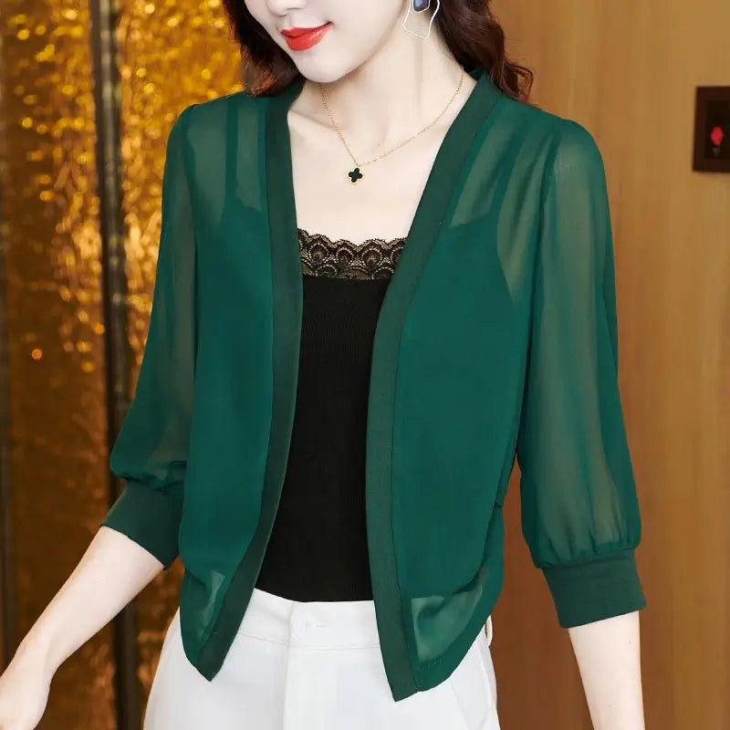 Spring Summer Women Cardigan Sunscreen Chiffon .