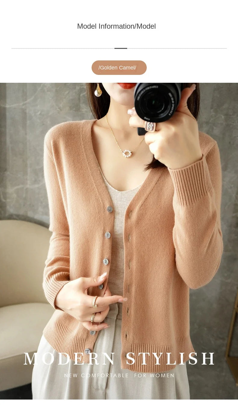 New V-Neck Temperament Small Fragrant Wind Women Loose Sweater .
