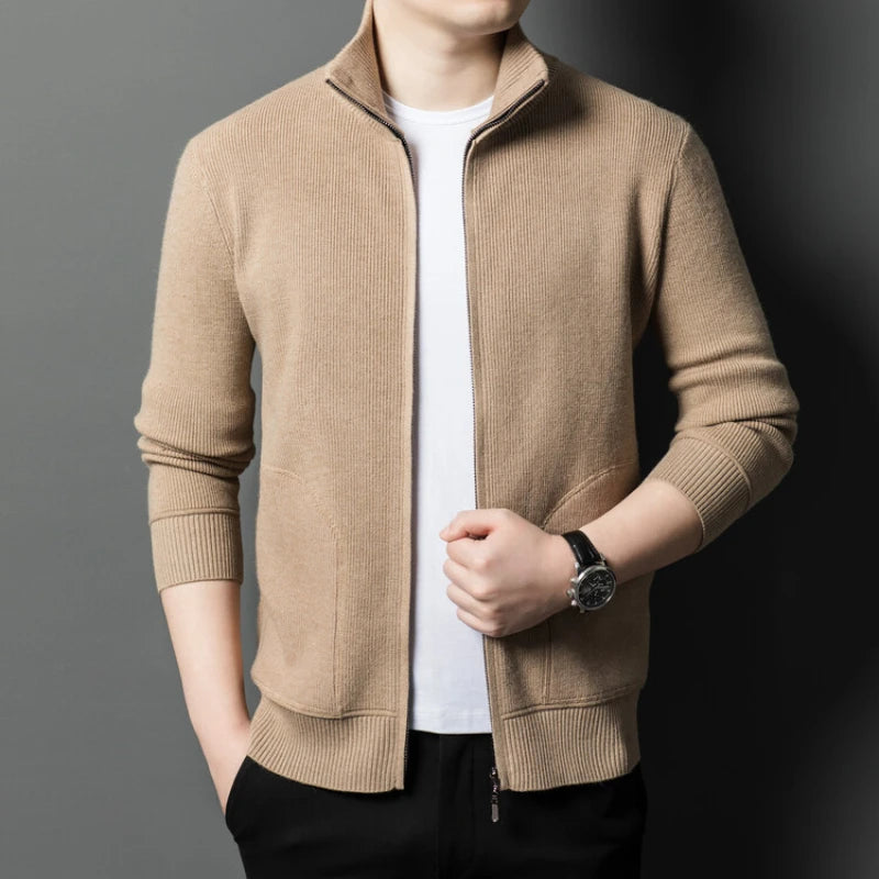 Solid Color Long-sleeved Stretch Cardigan for Men,