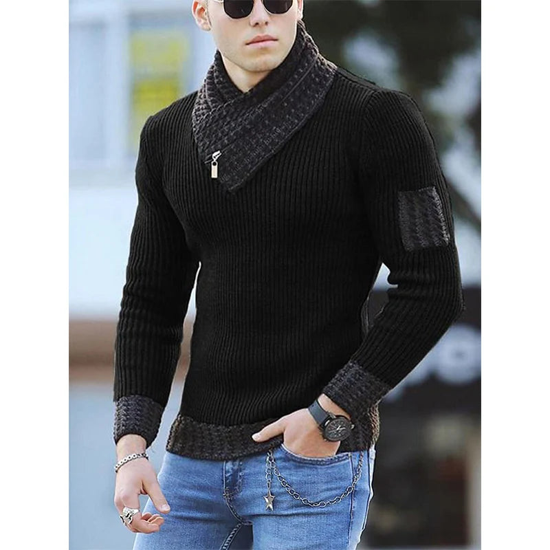 Sweater Turtleneck Men Winter Fashion Vintage Style Sweater.