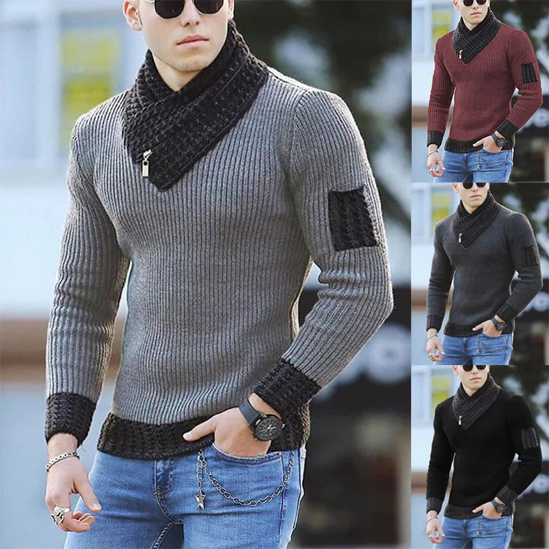 Sweater Turtleneck Men Winter Fashion Vintage Style Sweater.