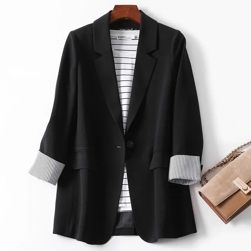New Blazers Women Trendy Patchwork Korean Chic .
