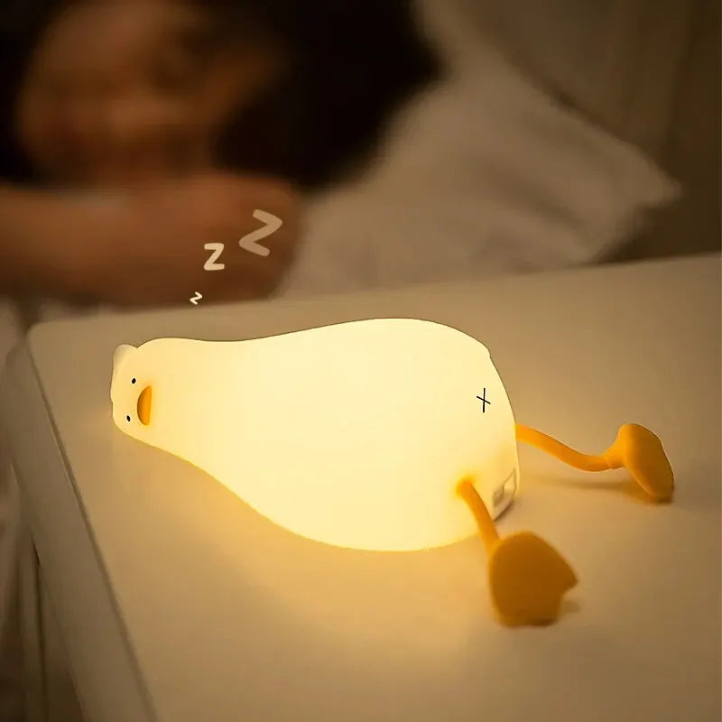 LED Cute Duck Nightlight USB Rechargeable Night Lamp Touch Sensor.
