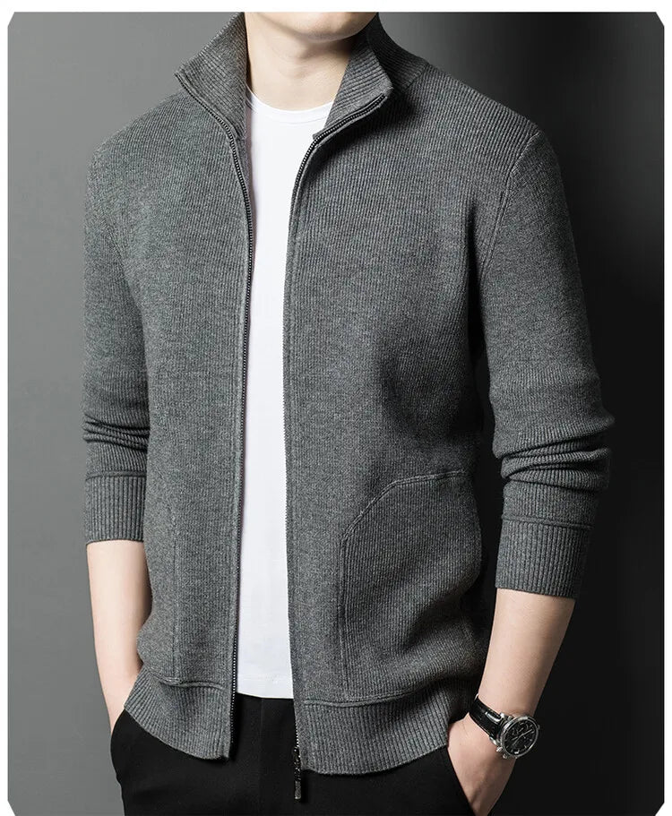 Solid Color Long-sleeved Stretch Cardigan for Men,