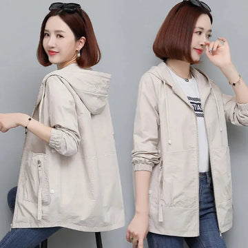 NEW Autumn Women's Jacket Windbreaker Female Hooded.