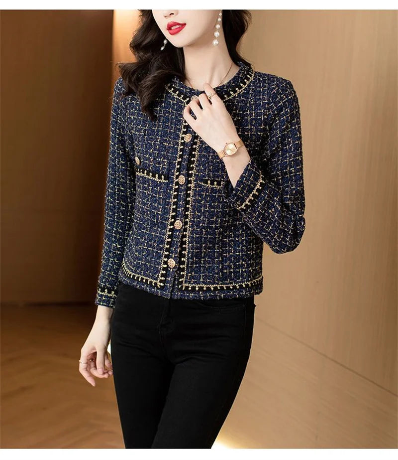 French Vintage Small Fragrance Tweed Jacket Coat Women's .