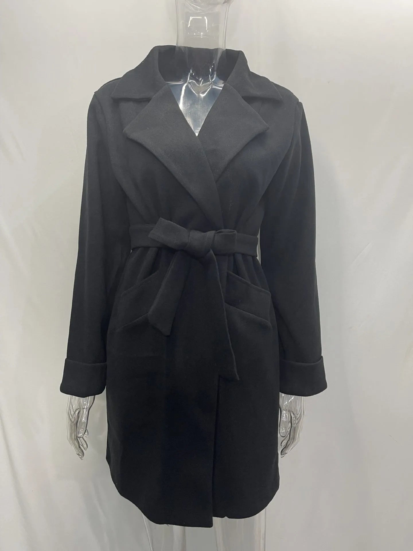Women Hot Pink Trench Coat Casual Mid Long Overcoat.