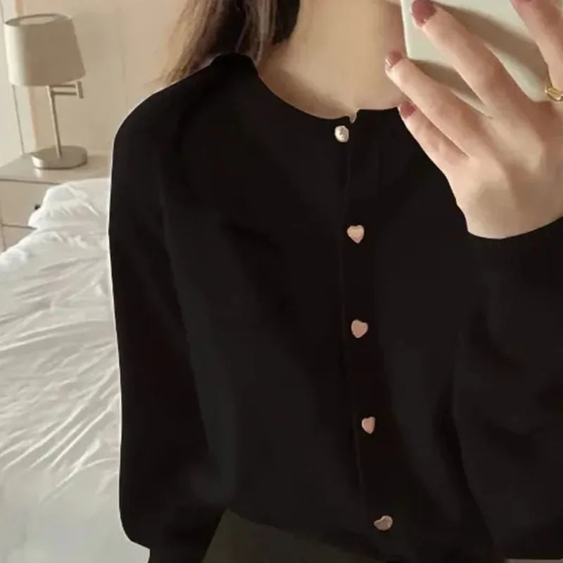 Women Cardigans Sweater  Autumn Winter O-Neck Long Sleeve.